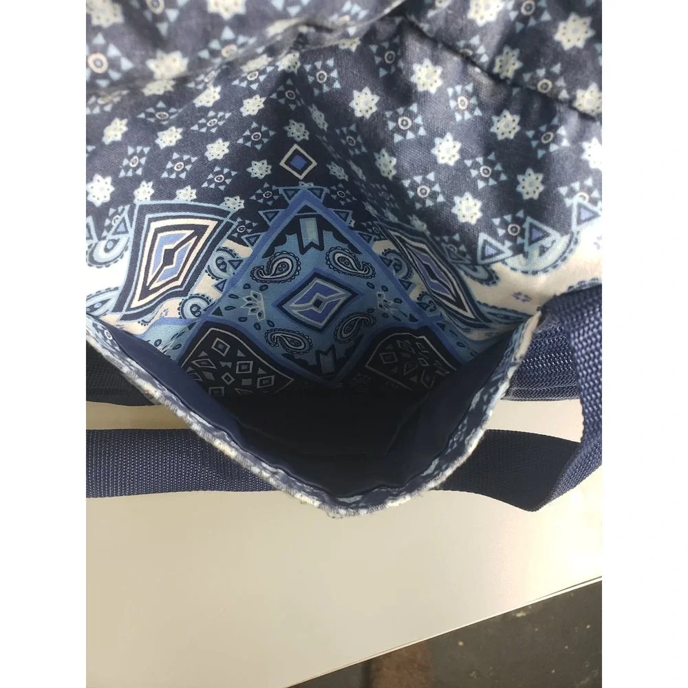 Justice Girls‎ Blue Paisley Geometric Duffle Bag Glitter Logo Crossbody Strap